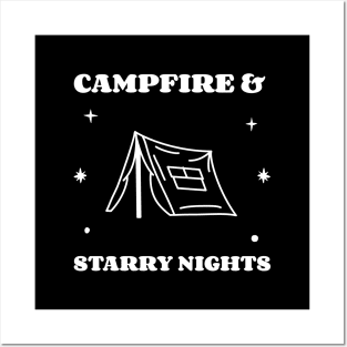 campfire and starry nights Posters and Art